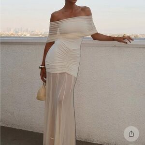 Meshki Cream Strapless Dress
